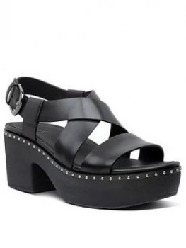 image of Fitflop Pilar Clog Leather Heeled Sandal - Black