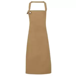 image of Premier Unisex Calibre Heavy Cotton Canvas Bib Apron (One Size) (Khaki)