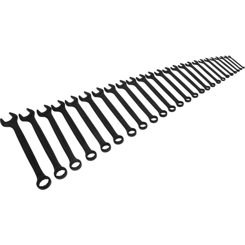 Image of Loops 25pc PREMIUM Slim Handled Combination Spanner Set - 12 Pt Metric 15A‚° Offset Ring Multi