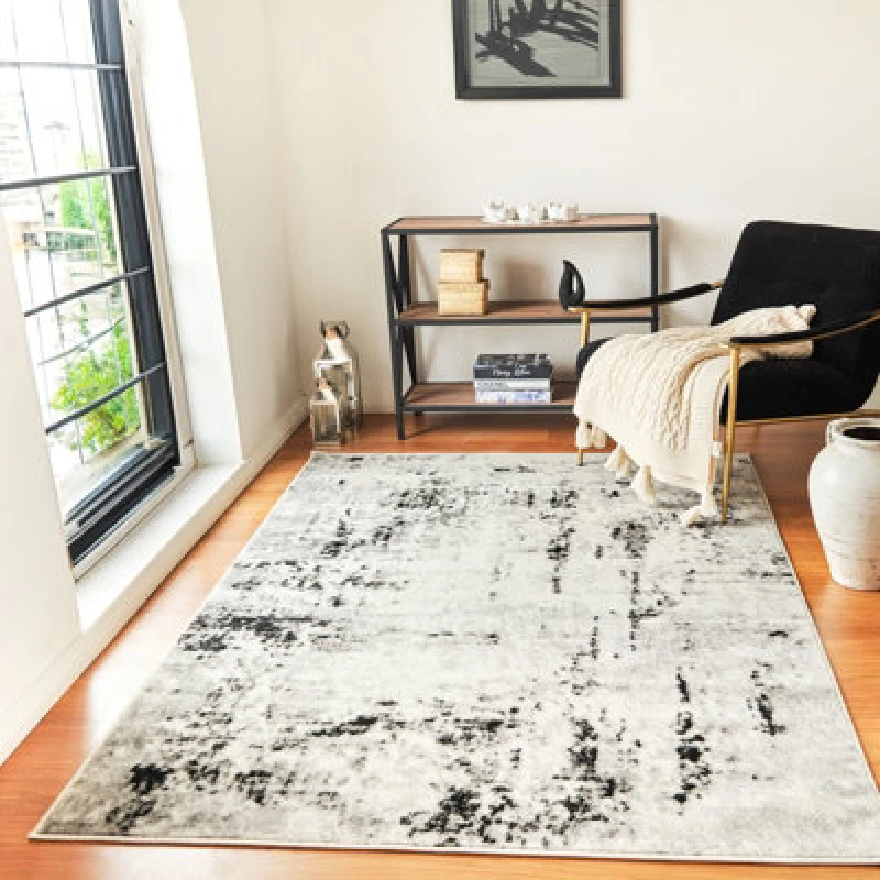 Image of Livabliss Abstract Modern Marble Light Grey Natalia Area Rug 130 X 170 Cm - Easy Care, Non Shedding, Ideal For Living Room & Bedroom