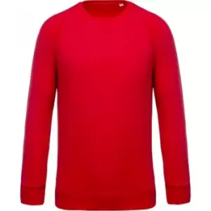 image of Kariban Mens Organic Raglan Sweatshirt (S) (Red)