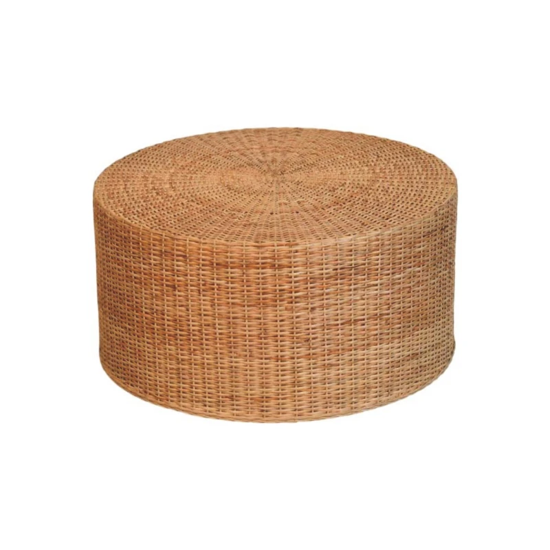 Image of Artisan Furniture Artisan Furniture Solid Wood Regency Round Woven Coffee Table, Brown