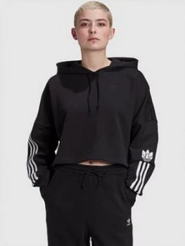 Image of Adidas Originals 3D Trefoil Cropped Hoodie - Black