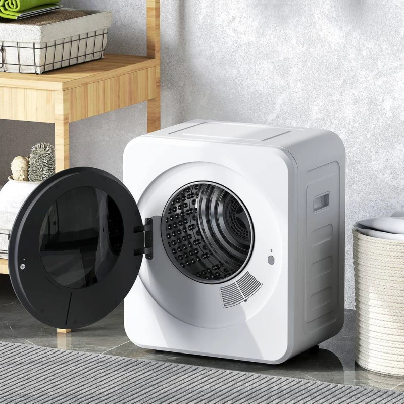 Image of HOMCOM 800W Compact Dryer Machine, 4kg Small Vented Tumble Dryer, White White Unisex