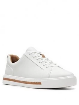 Image of Clarks Un Maui Lace Leather Trainer - White Leather, Size 4, Women