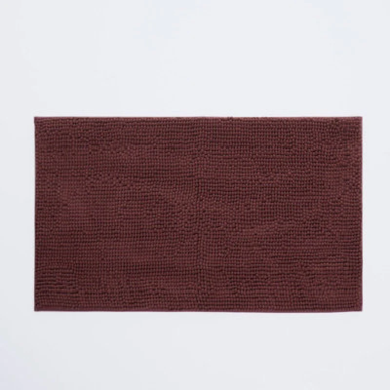 Image of OHS OHS Chenille Bath Mat Noodle Absorbent Non-Slip Soft Shower in Burgundy Burgundy One Size Unisex 5027434214198