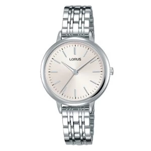 image of Lorus RG297PX9 Ladies Silver Bracelet Watch with Soft Sunray Pink Dial