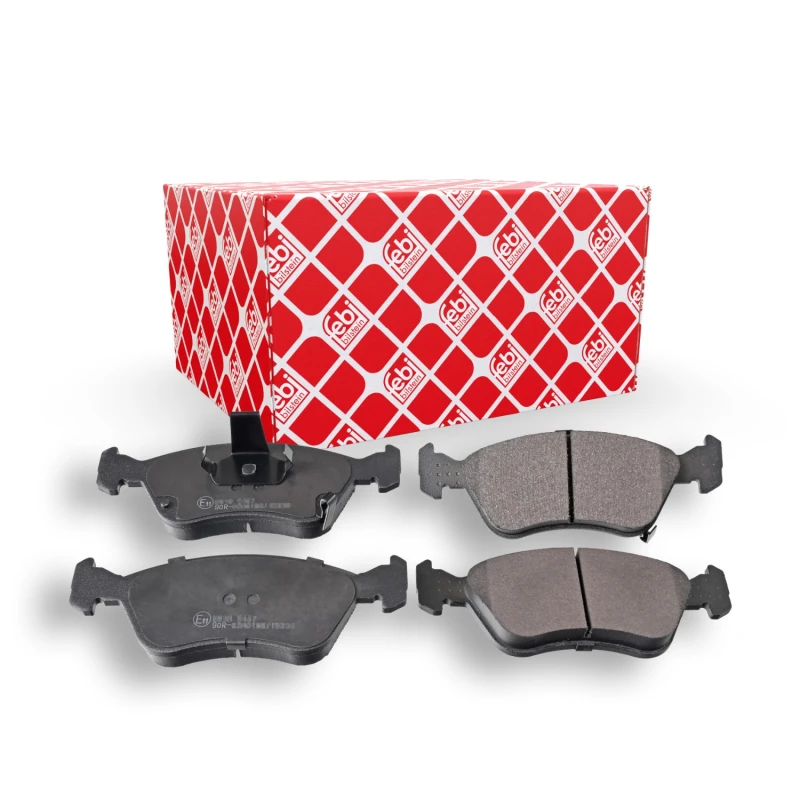 Image of FEBI BILSTEIN 16544 Brake pad set Front Axle, with acoustic wear warning, with piston clip Brake Pad Set,disc brake (402)