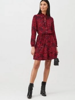 image of Oasis Heart Shirt Blouse Dress - Red, Multi Red, Size XL, Women