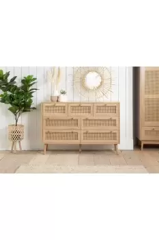 image of Croxley 7 Drawer Rattan Chest Oak