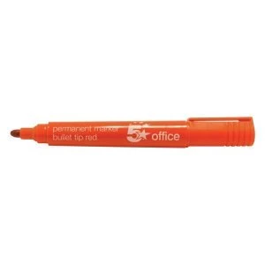 image of 5 Star Office Permanent Marker XyleneToluene free Smear proof Bullet Tip 2mm Line Red Pack of 12