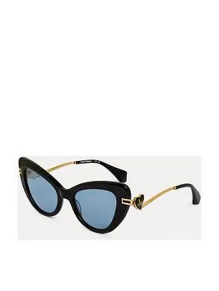 image of Vivienne Westwood Gloss Solid Black Sunglass Black VWR8I Unisex