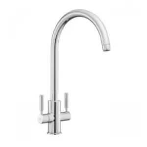 Image of Rangemaster Chrome Twin Lever Kitchen Tap - Intense