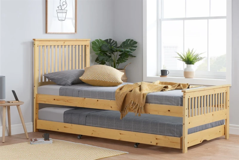 Image of Birlea Buxton High End Wooden Single Guest Bed Pine Birlea in Brown Brown Single Unisex 5056206653590