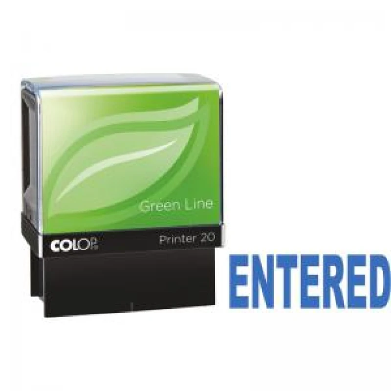 Image of COLOP P20 Green Line ENTERED Word Stamp Blue 37x13mm - 148218 58771CL EXR58771CL