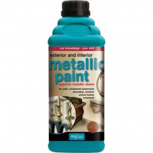 Image of Polyvine Exterior Interior Metallic Paint 1l Pale Gold