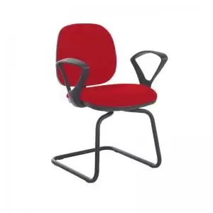 image of Jota fabric visitors chair with fixed arms - Panama Red