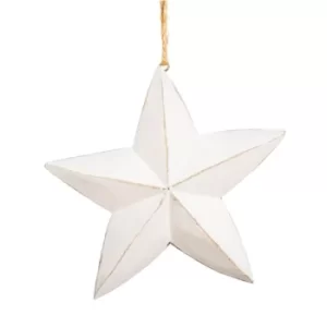 image of White Wood Hanging Star Decoration Large