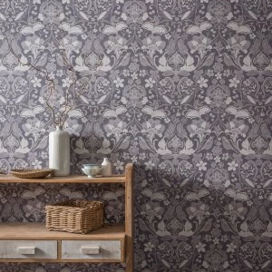 Image of Folk Floral Grey Wallpaper Grey