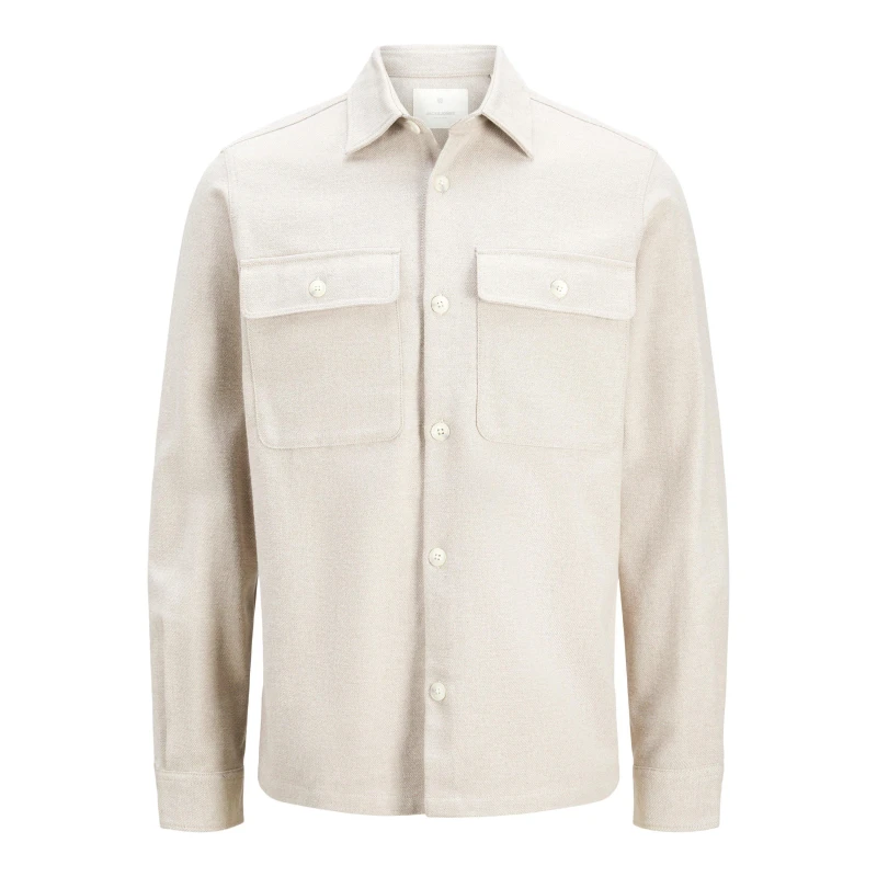 Image of Jack and Jones Mens JJ Structured Overshirt Summer Sand male M
