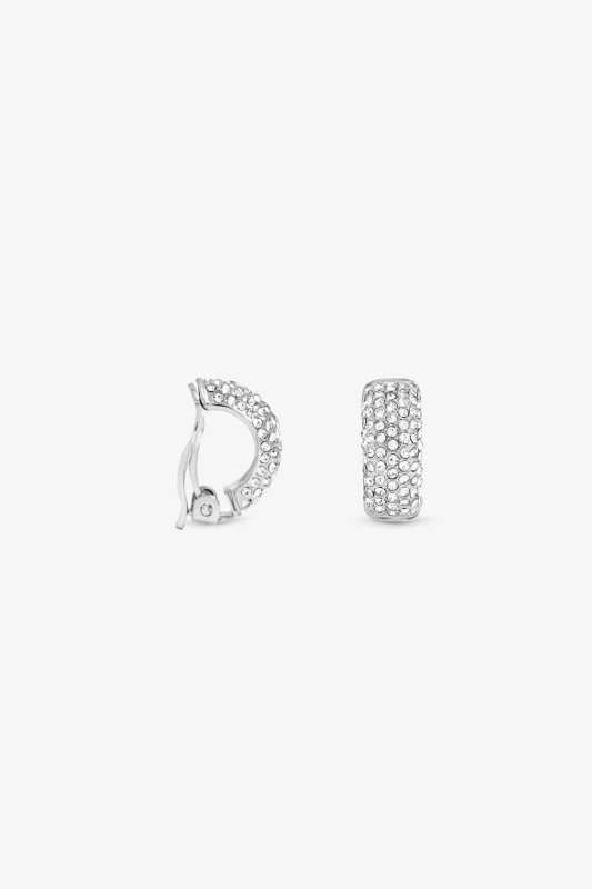 Image of Jon Richard Womens Rhodium Plated Crystal Hoop Clip Earrings in Silver Silver Female One Size