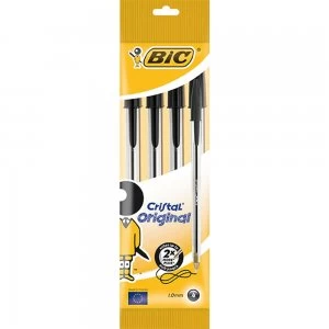 Image of Bic Cristal Original Black Ballpoint Pens 4 pack