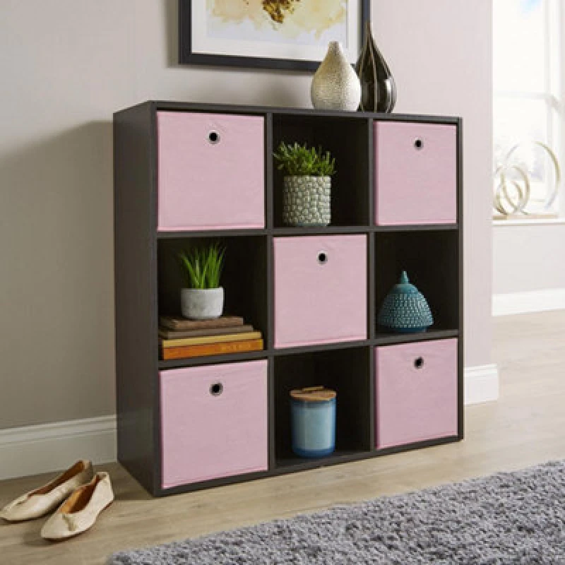 Image of Home Source 9 Cube Storage Bookcase Shelf Unit Black