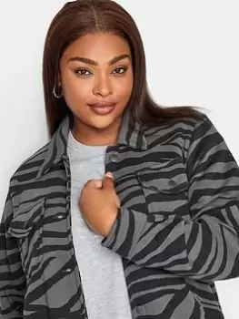 Image of Yours Zebra Sweat Shacket, Black, Size 30-32, Women