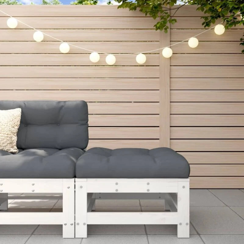 Image of VIDAXL Vidaxl - Garden Footstool with Cushion White Solid Wood Pine 8720845802714