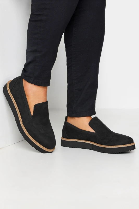 Image of Yours Womens Wide & Extra Wide Fit Loafers in Black Size: 7EEE Black Female 7EEE
