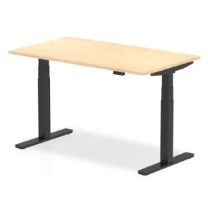 image of Air 1400 x 800mm Height Adjustable Desk Maple Top Black Leg