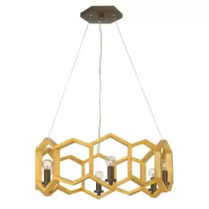 Image of 6 Bulb Ceiling Pendant Light Fitting Sunset Gold LED E14 60W Bulb