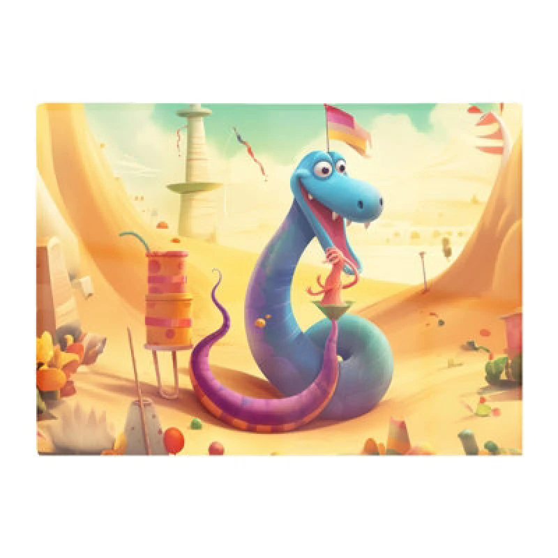 Image of Warren Reed Designer Snake On A Beach Holiday Glass Chopping Board
