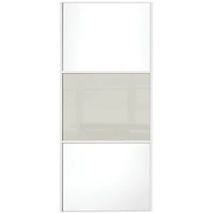 image of Spacepro Sliding Wardrobe Door Wideline White Panel & Arctic White Glass - 2220 x 762mm