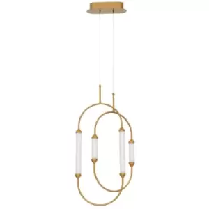 image of Netlighting Merano Antioch Integrated LED Pendant Ceiling Light Gold Brass Metal