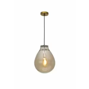 Image of Impex Rio 1 Light Small Champagne Crystal Globe Pendant Ceiling Light
