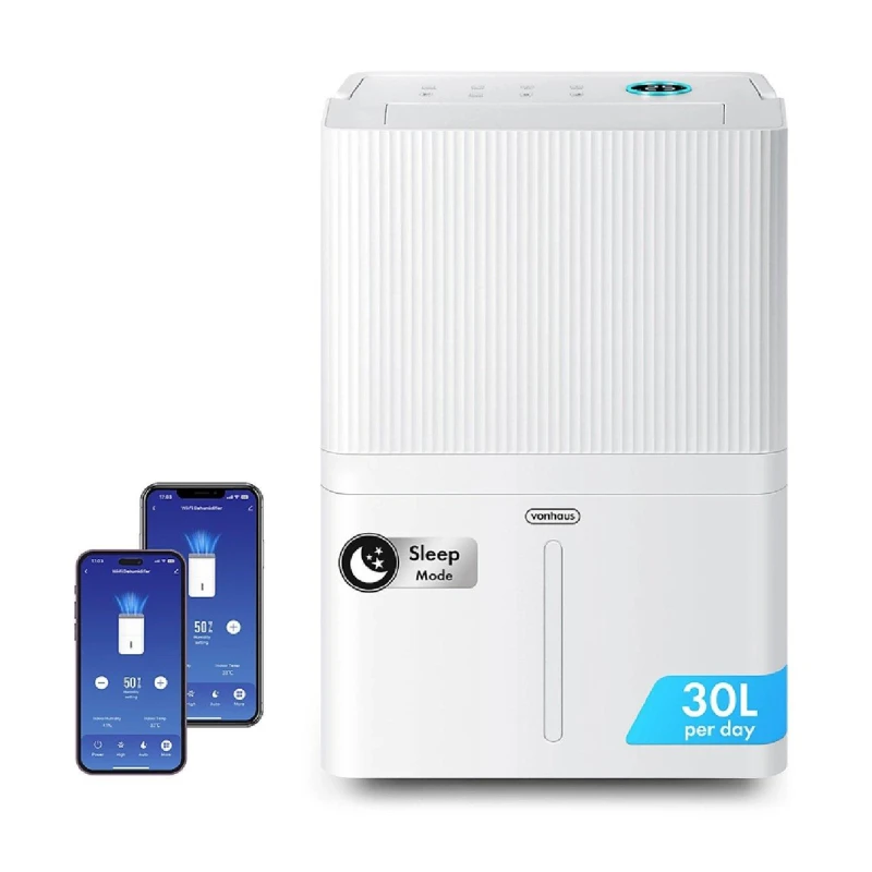 Image of VonHaus 30L/Day Dehumidifier WiFi Smart Compatible in White White Unisex