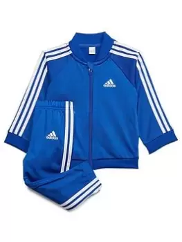 Image of Boys, adidas Favourites Infant 3 Stripe Tricot Tracksuit - Bright Blue, Bright Blue, Size 12-18 Months