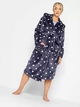 Image of Yours Heart Print Hooded Robe, Purple, Size 18-20, Women