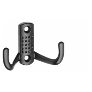 Image of Double Hat Coat Hanger Hook Door Wall Bath Small - Colour Black - Pack of 10