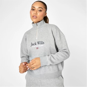 image of Jack Wills Honeylane Half Zip Sweatshirt - Grey Marl