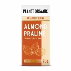 image of Planet Organic No Added Sugar White Almond Praline Chocolate 70g