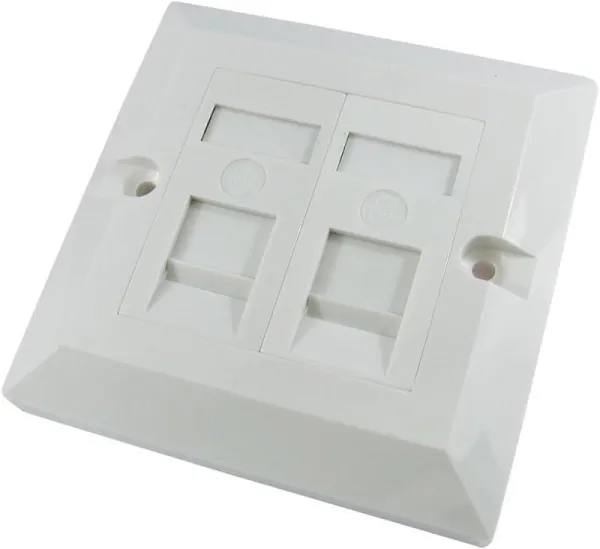 Image of Cables Direct CAT 6 DUAL Gang Quad Port Faceplate + 4 x Modules