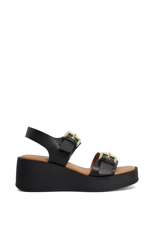 Image of Dune London Womens 'Karola' Leather Sandals in Black Size: 5 Black Female 5