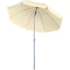 image of 2.2m Tilt Garden Parasol Beach Umbrella Patio Sun Shade Cream White - Outsunny