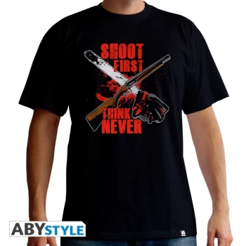 Image of Ash Vs Evil Dead - Shoot First Mens Medium T-Shirt - Black