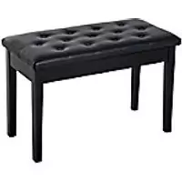 Image of HOMCOM 1 Seat Storage Piano Bench 4 Legs Rubberwood, Composite Board, PU (Polyurethane) Black