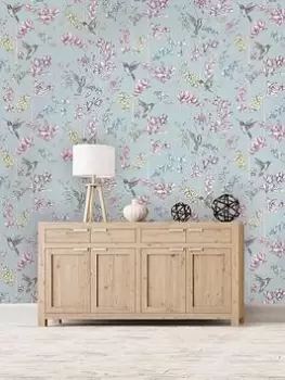 Image of Holden Decor Charm Wallpaper - Duck Egg/Pink