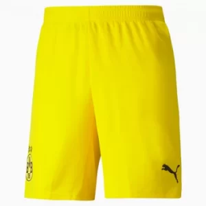 image of PUMA BVB Replica Mens Football Shorts, Cyber Yellow/Black, size Large, Clothing