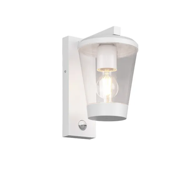 Image of Cavado Modern Outdoor Wall Lantern White Matt IP44 with PIR